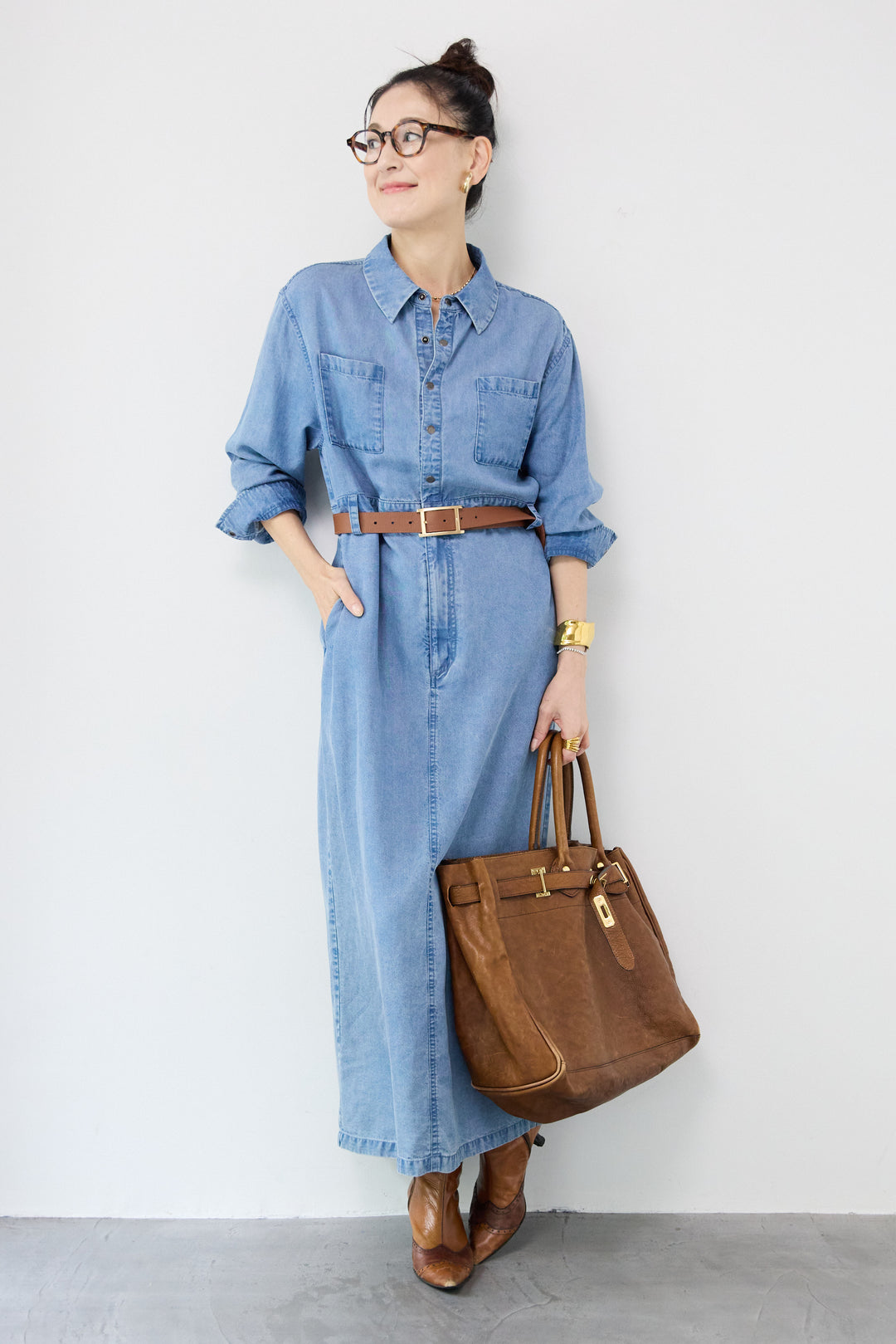 テンセルデニムワンピース