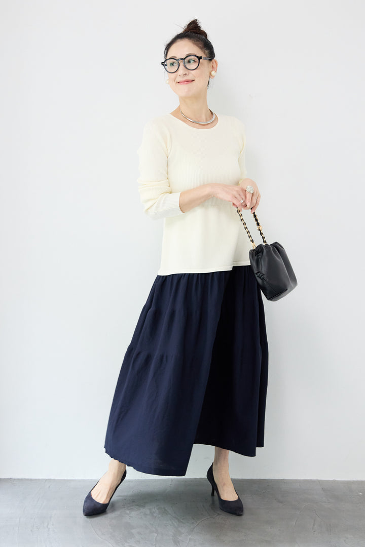 エアリーバイカラーニットワンピース