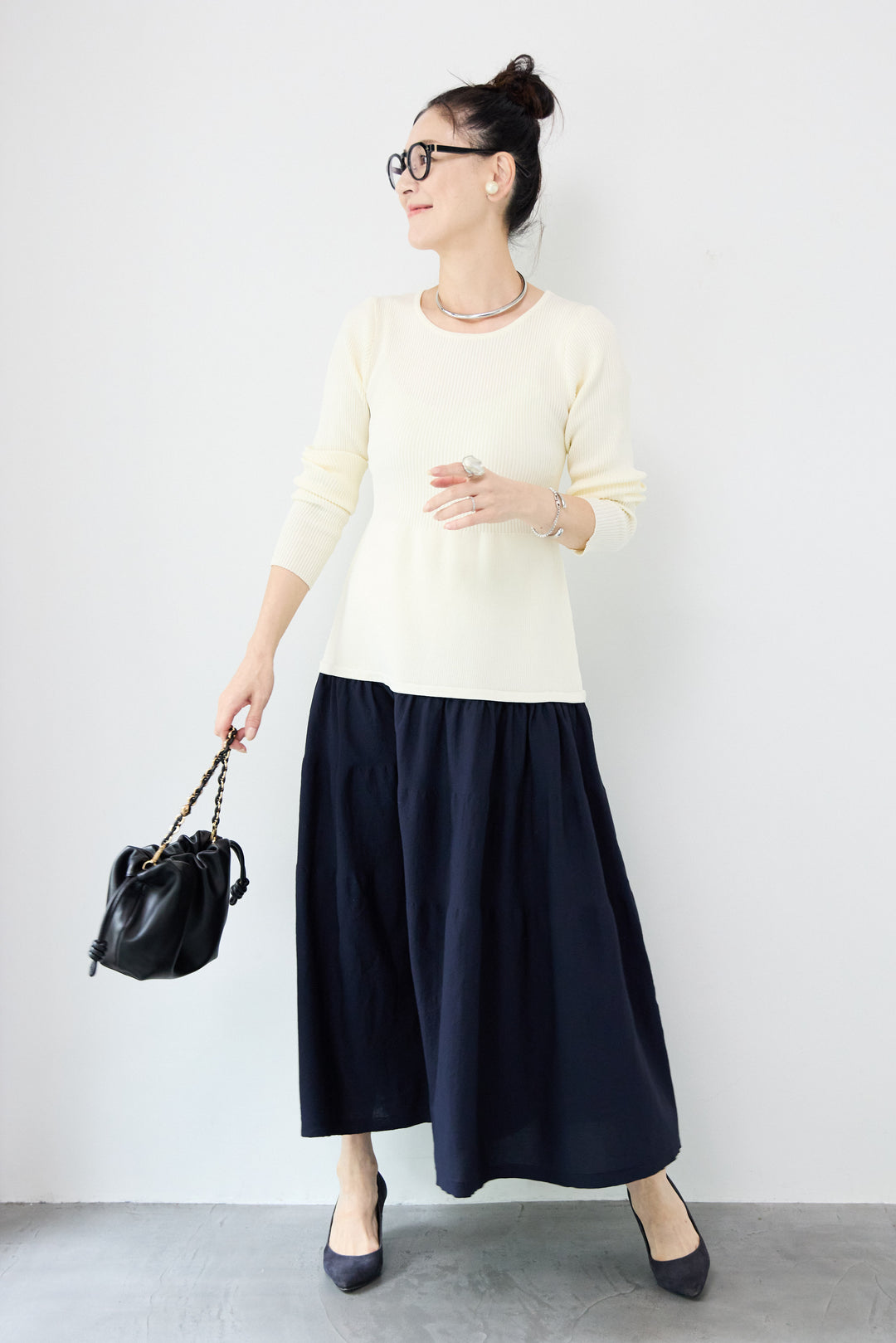 エアリーバイカラーニットワンピース