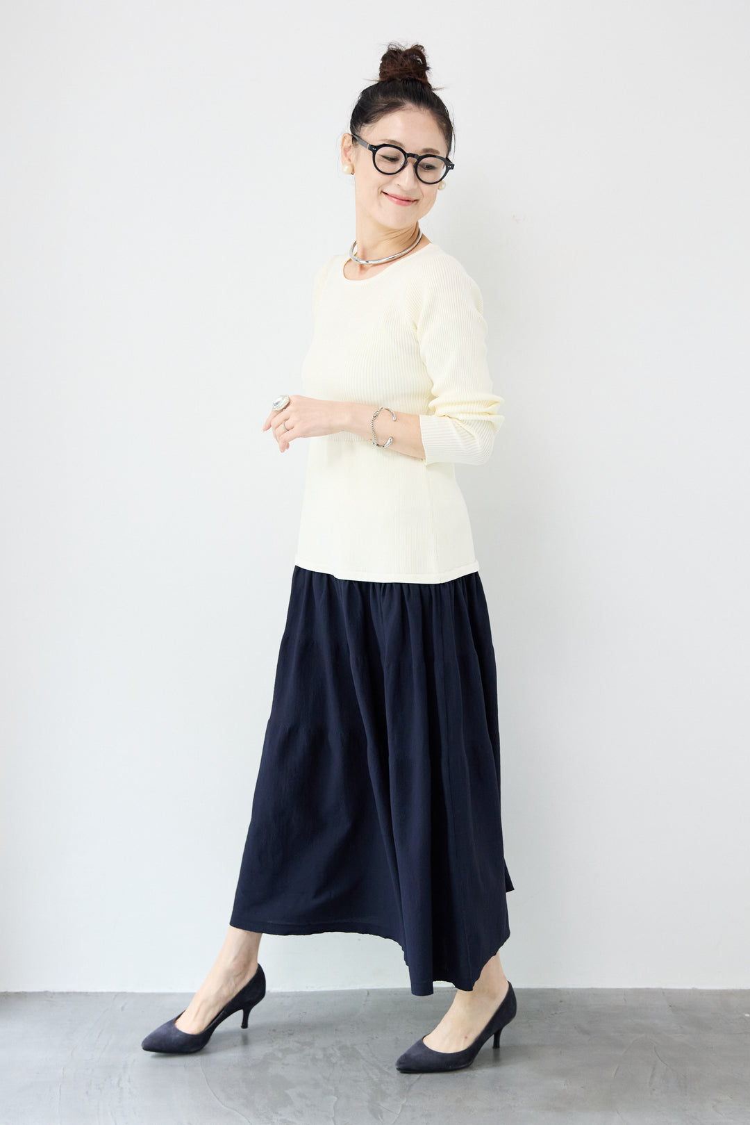 エアリーバイカラーニットワンピース