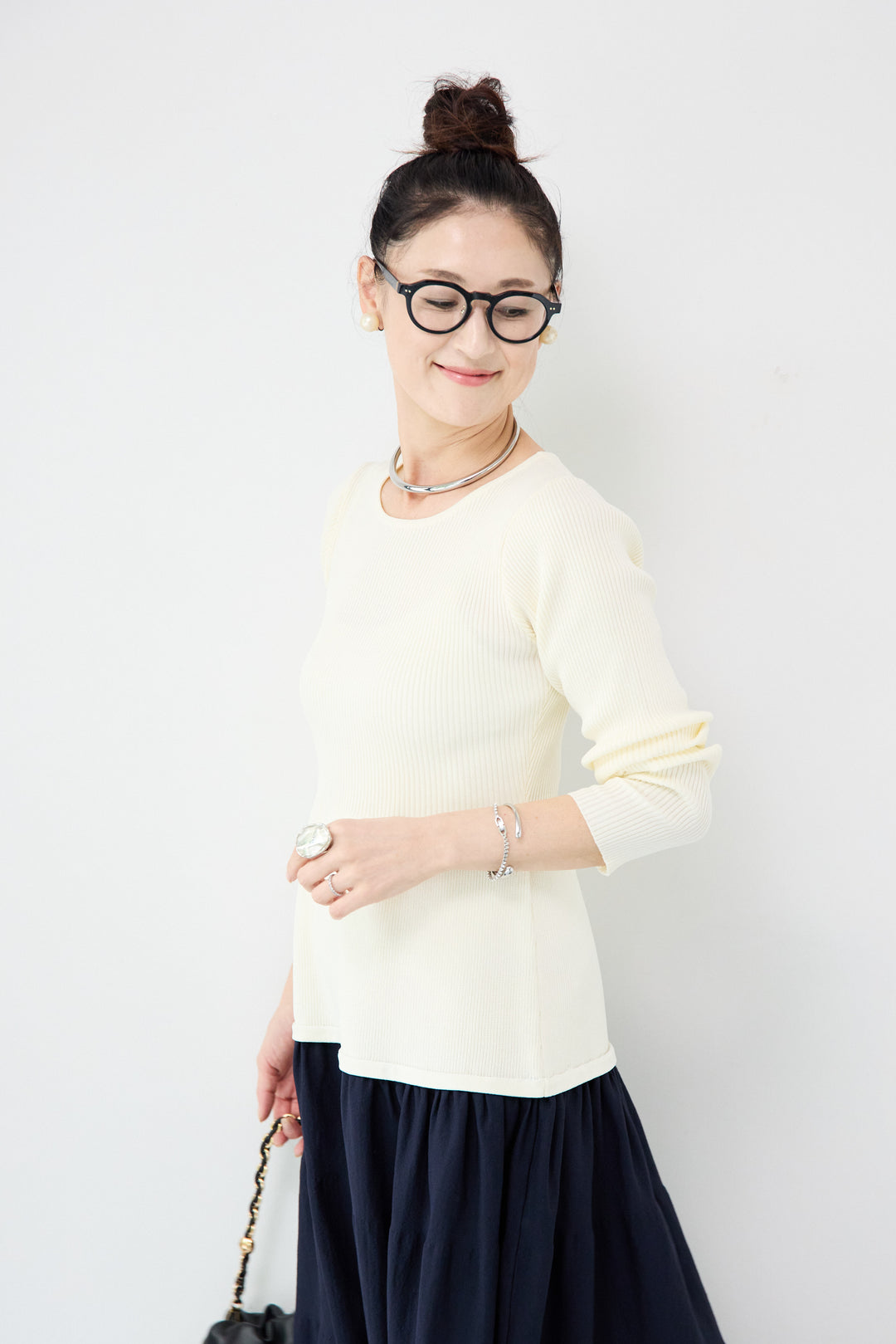 エアリーバイカラーニットワンピース