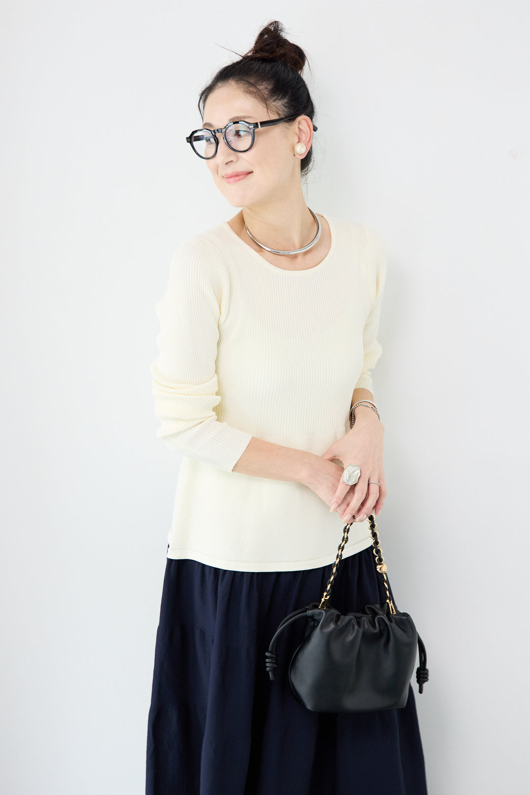 エアリーバイカラーニットワンピース