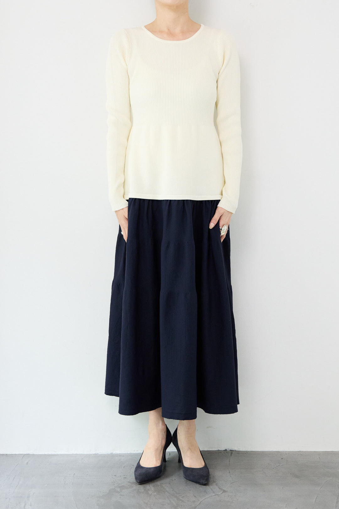 エアリーバイカラーニットワンピース