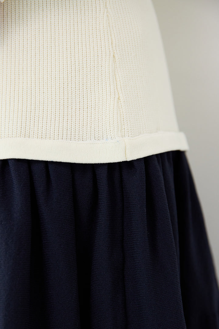 エアリーバイカラーニットワンピース