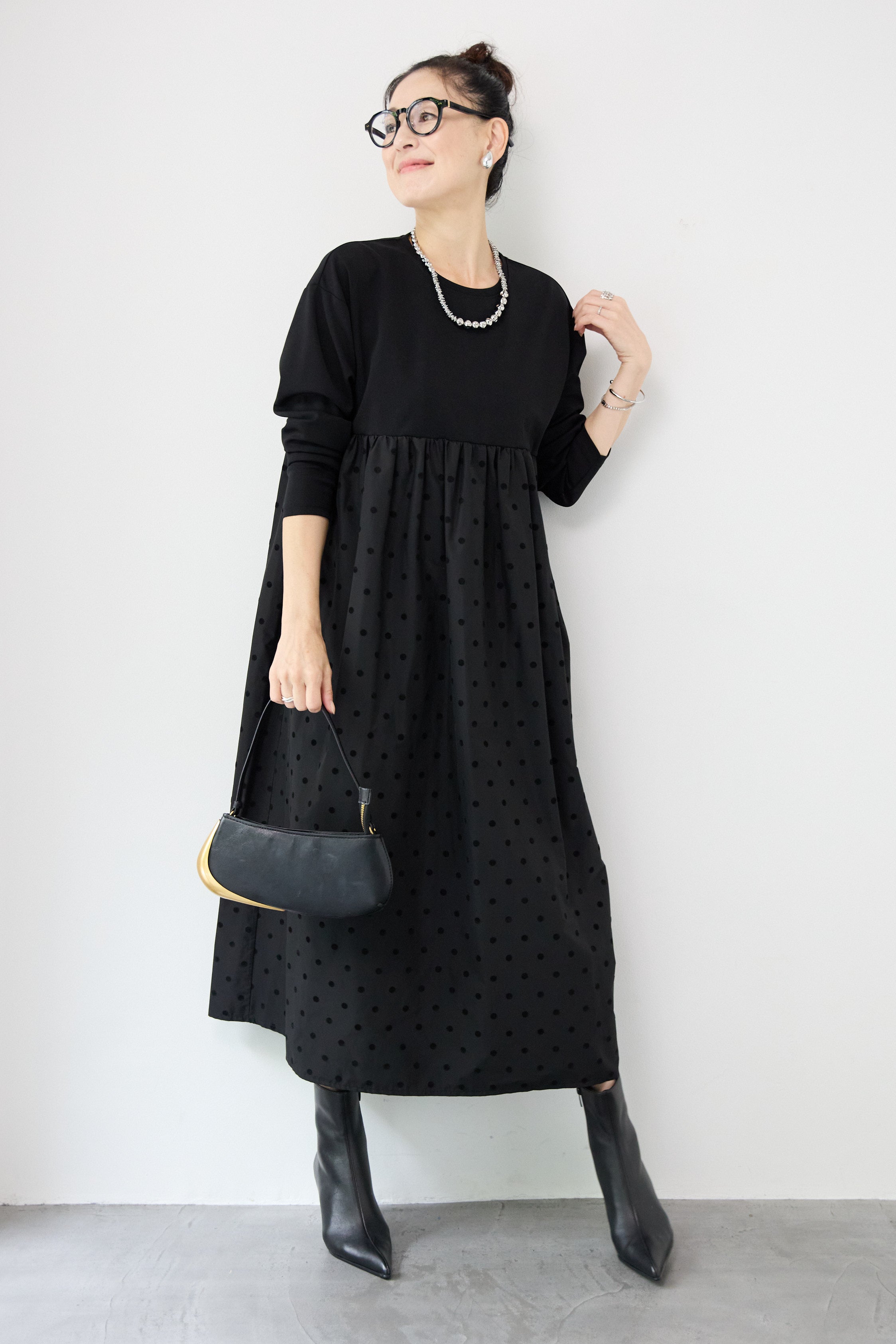 ポッキー１１号NEMIKA ドット柄 Aライン ワンピース ポッキー11号NEMIKA ドット柄 Aライン ワンピース 110598_db01