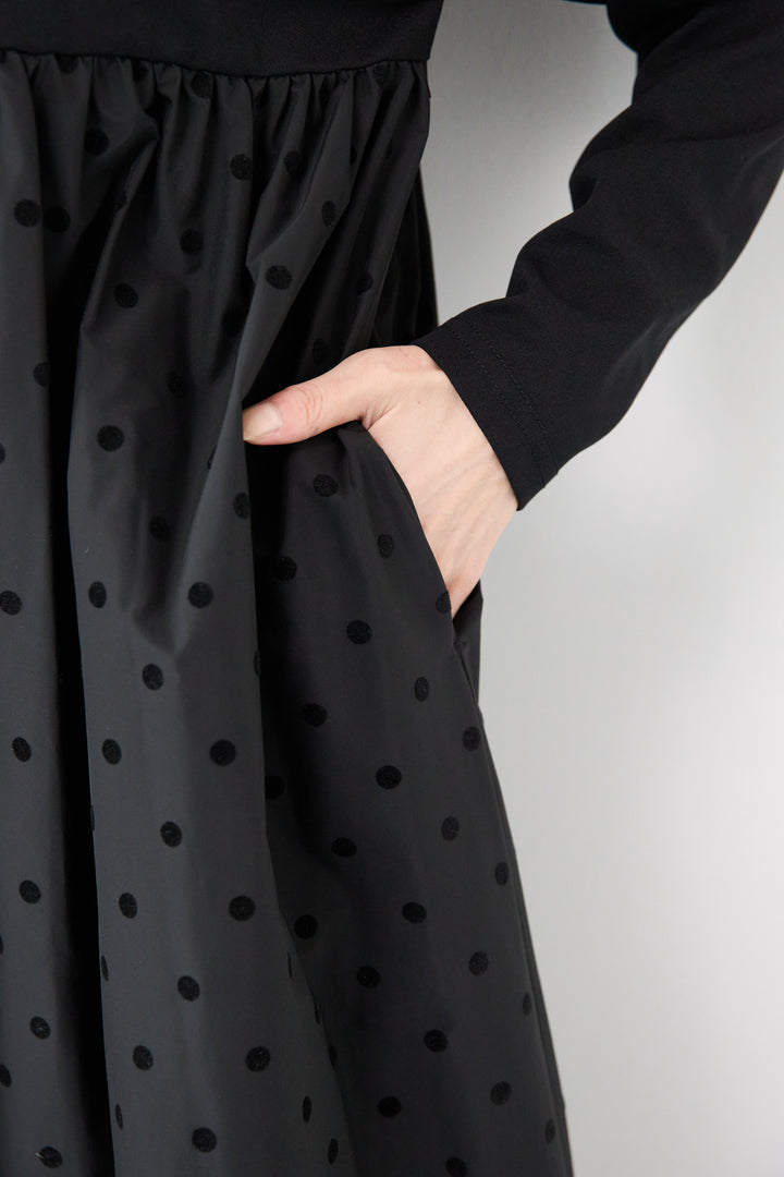 フロッキードット切替ワンピース