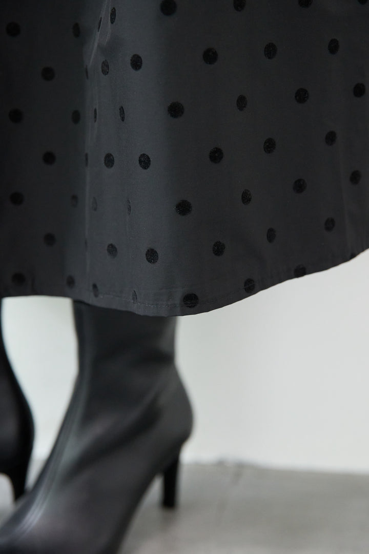 フロッキードット切替ワンピース