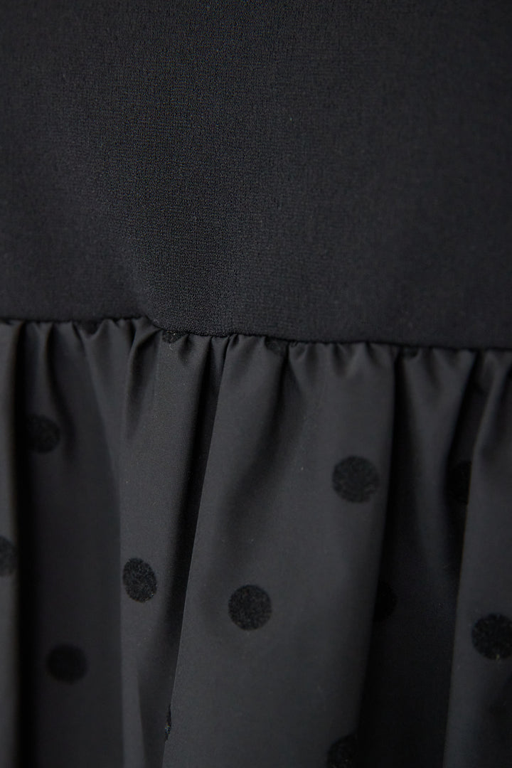 フロッキードット切替ワンピース