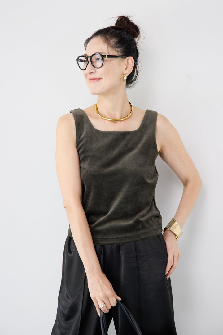 前後2WAYベロアタンクトップ