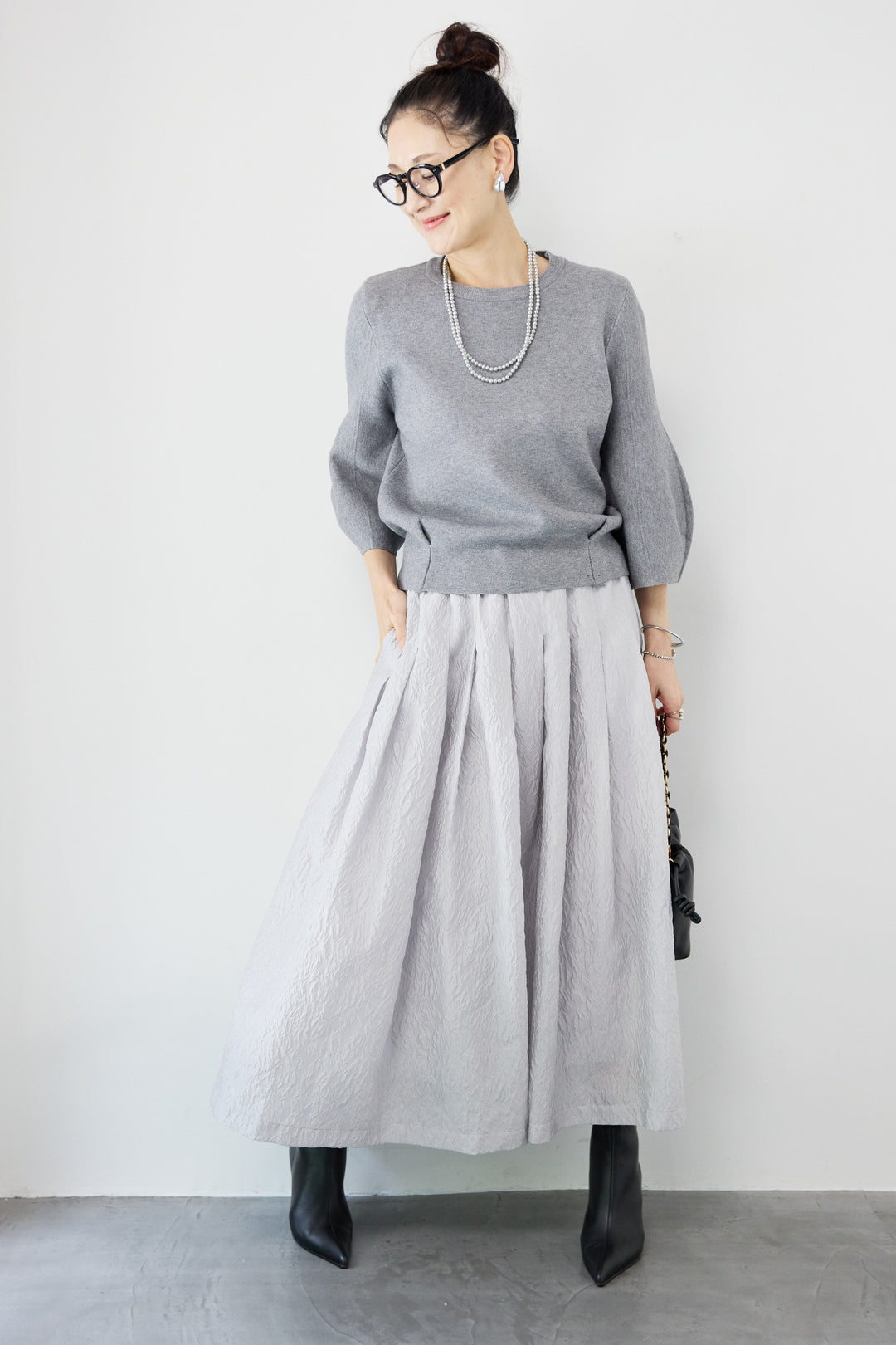 ジャガードタックフレアスカート