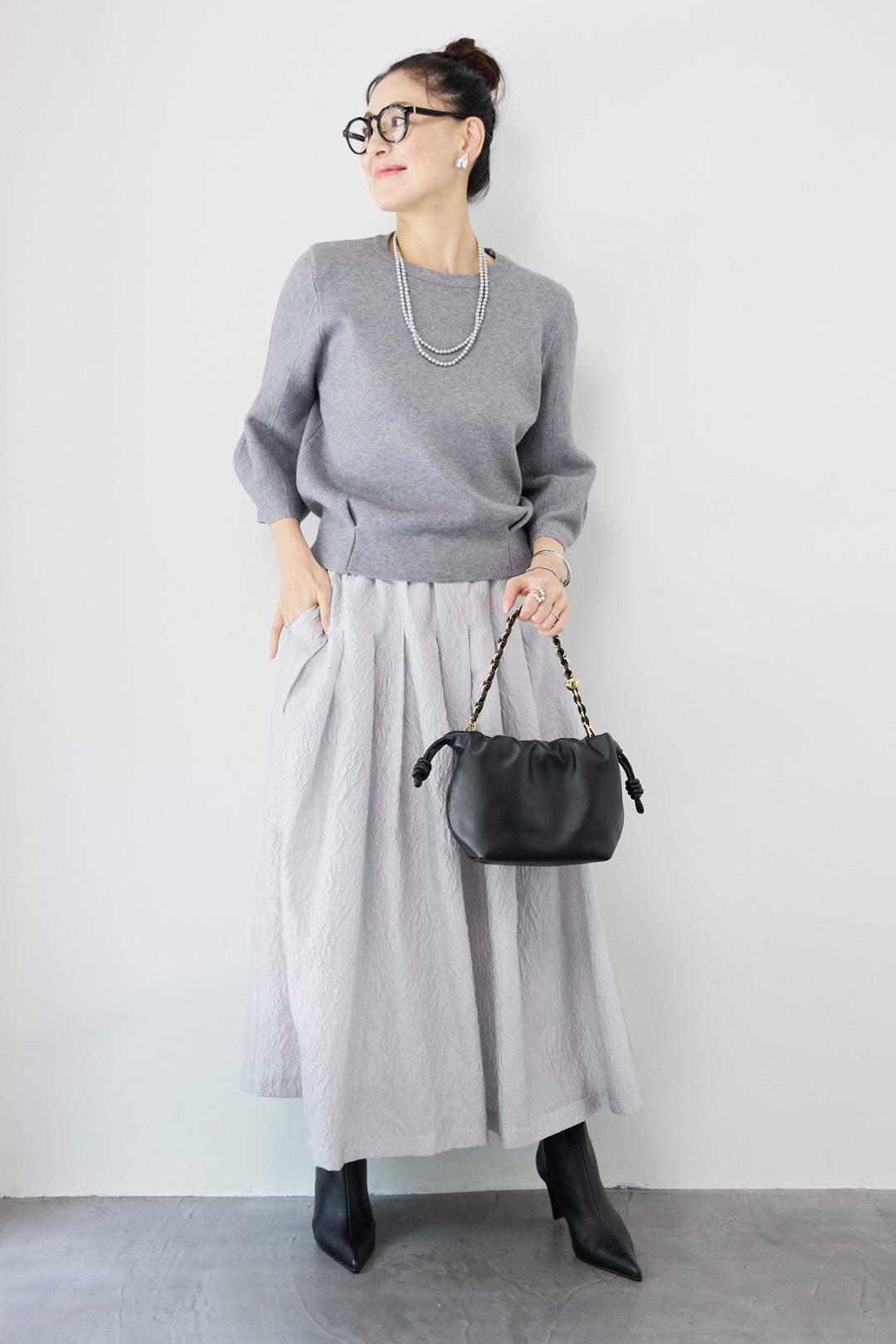 ジャガードタックフレアスカート