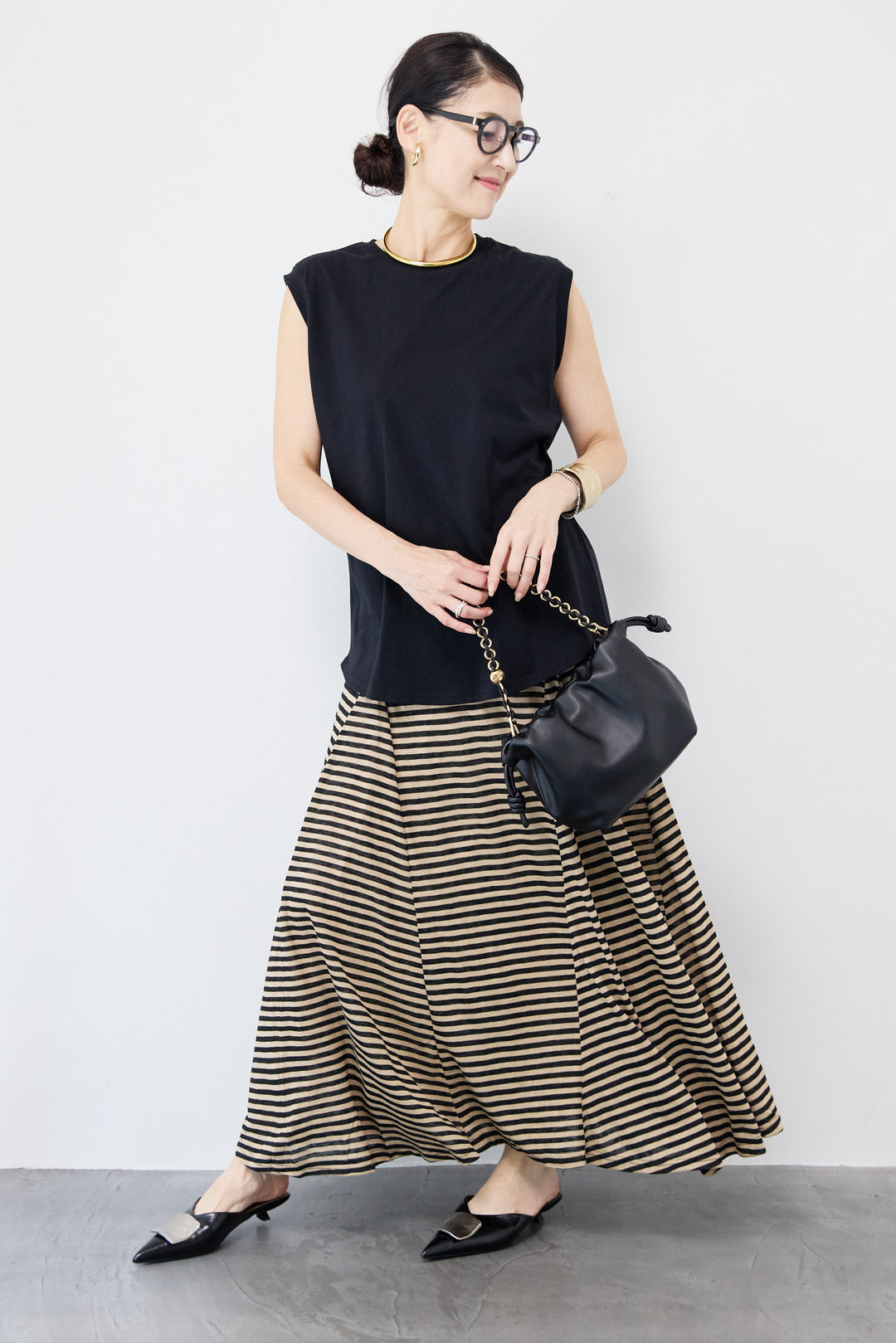 ボーダーカットスカート