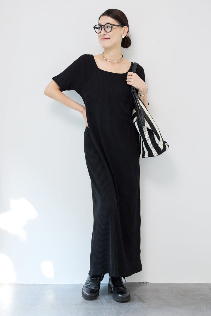 カップ付きリブワンピース