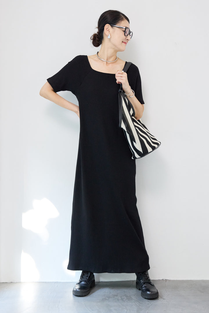 カップ付きリブワンピース