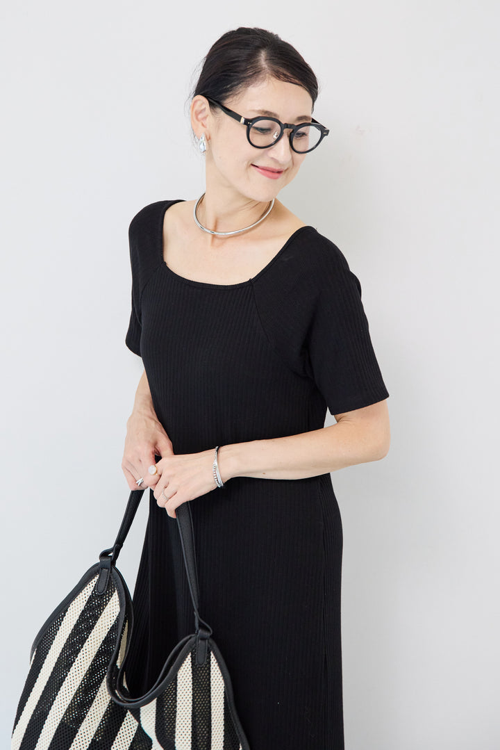 カップ付きリブワンピース