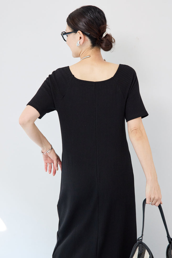 カップ付きリブワンピース