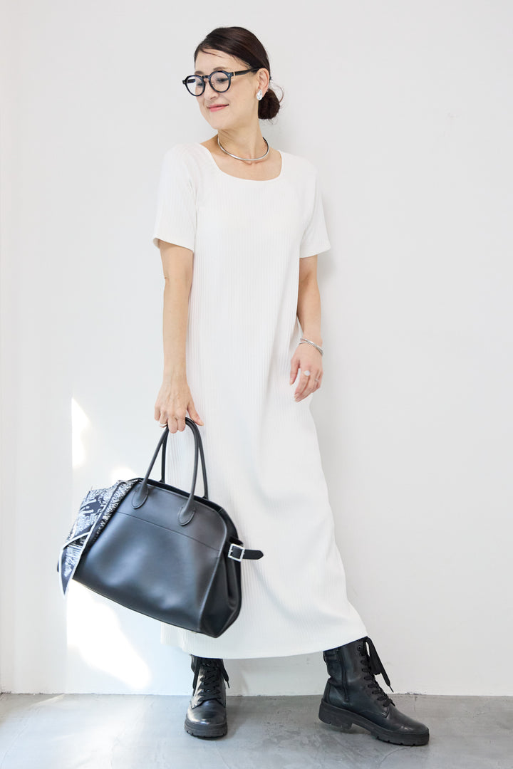 カップ付きリブワンピース