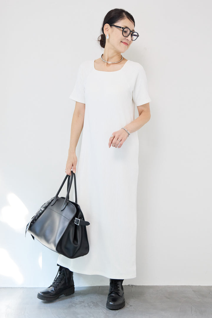 カップ付きリブワンピース