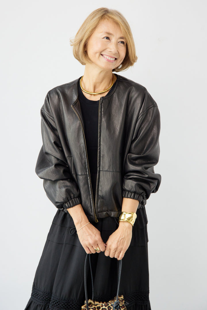 フェイクレザーブルゾン