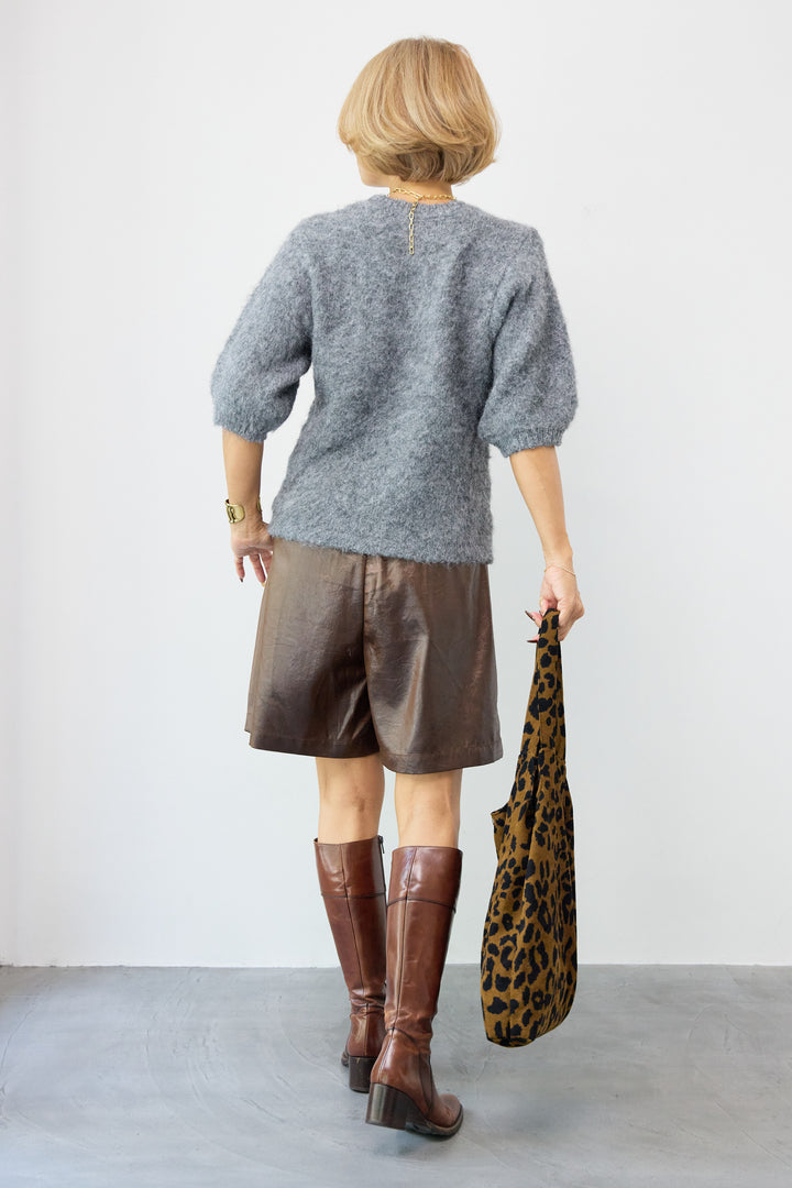 シャイニーレザータックハーフパンツ