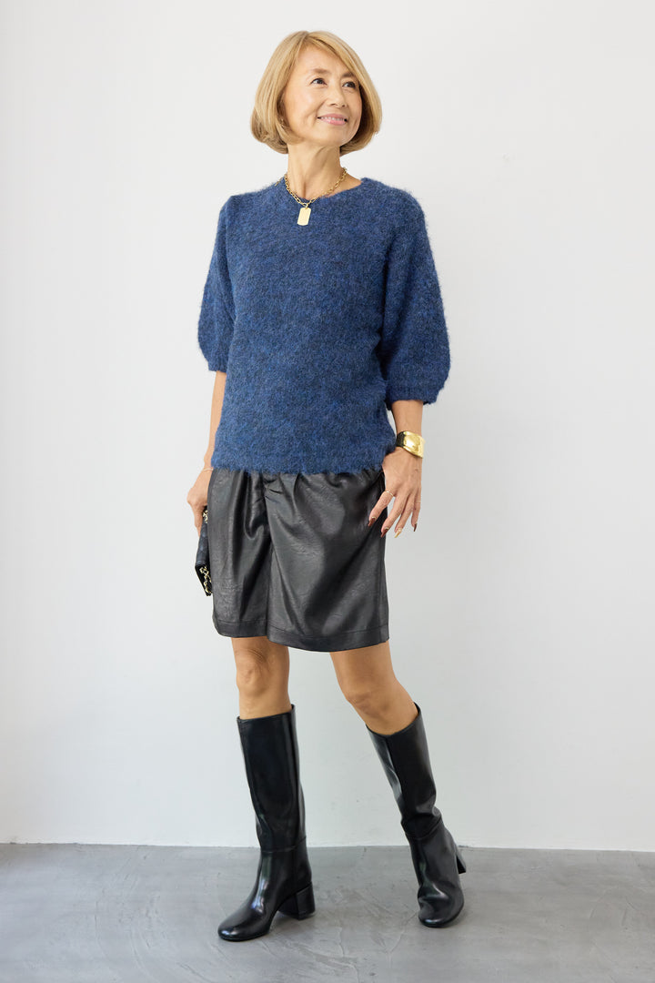 シャイニーレザータックハーフパンツ