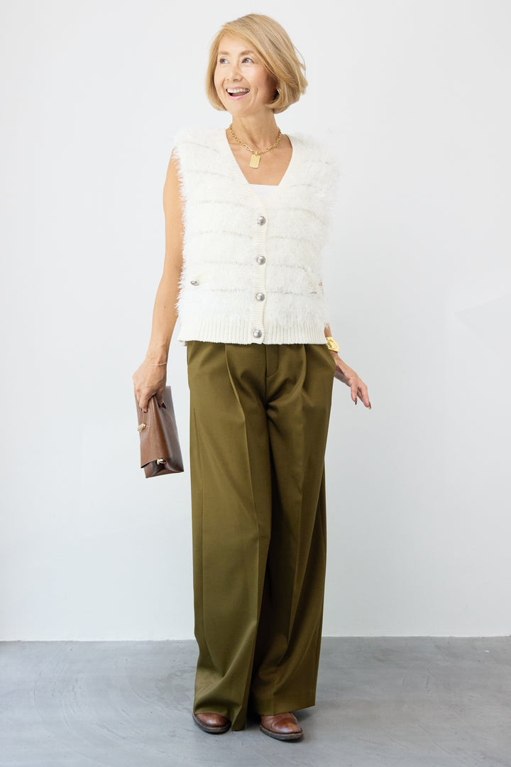 シャギーVネックニットベスト