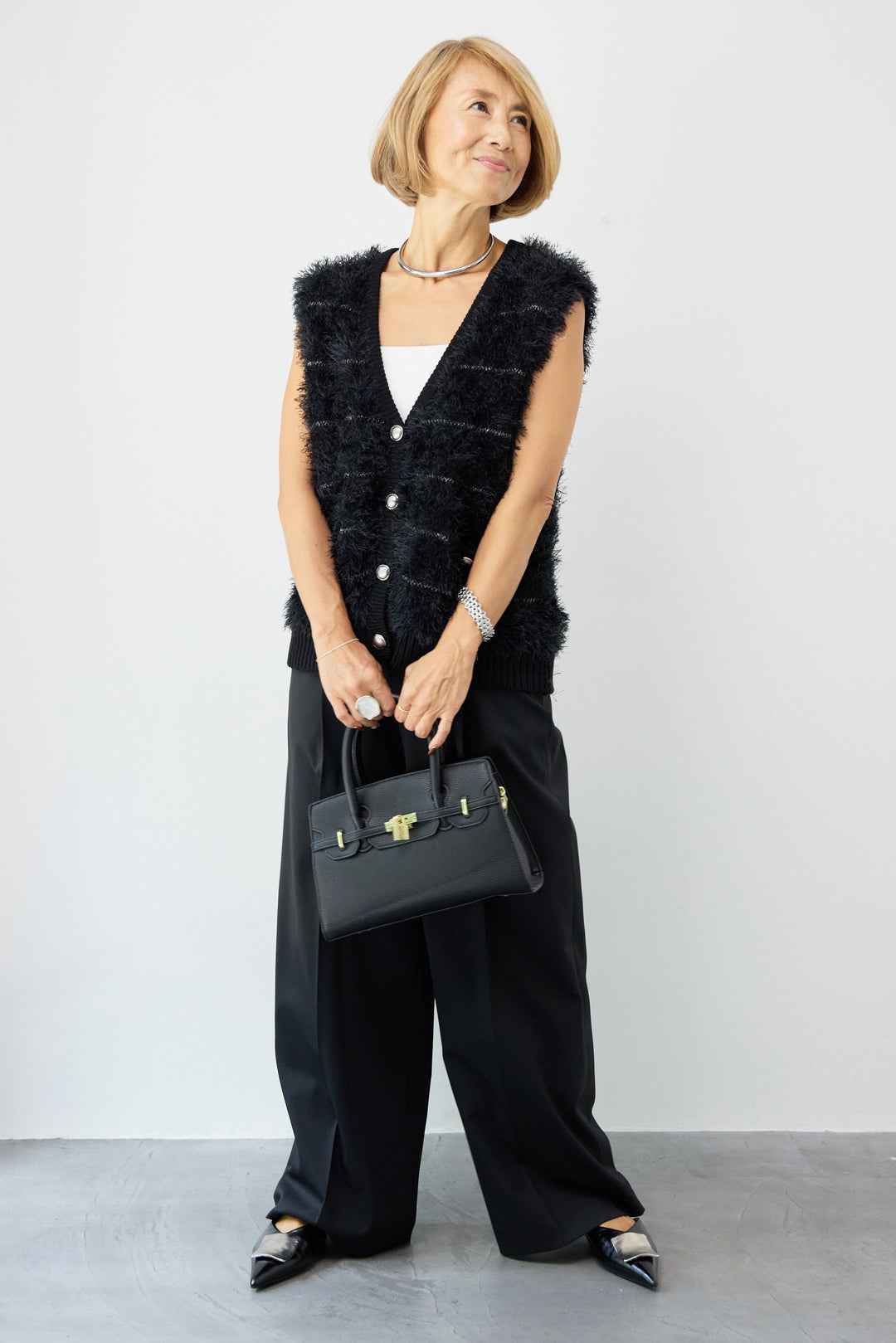 シャギーVネックニットベスト