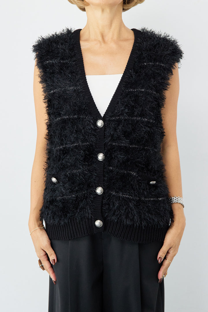 シャギーVネックニットベスト