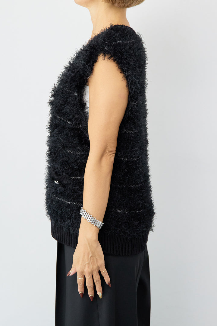 シャギーVネックニットベスト