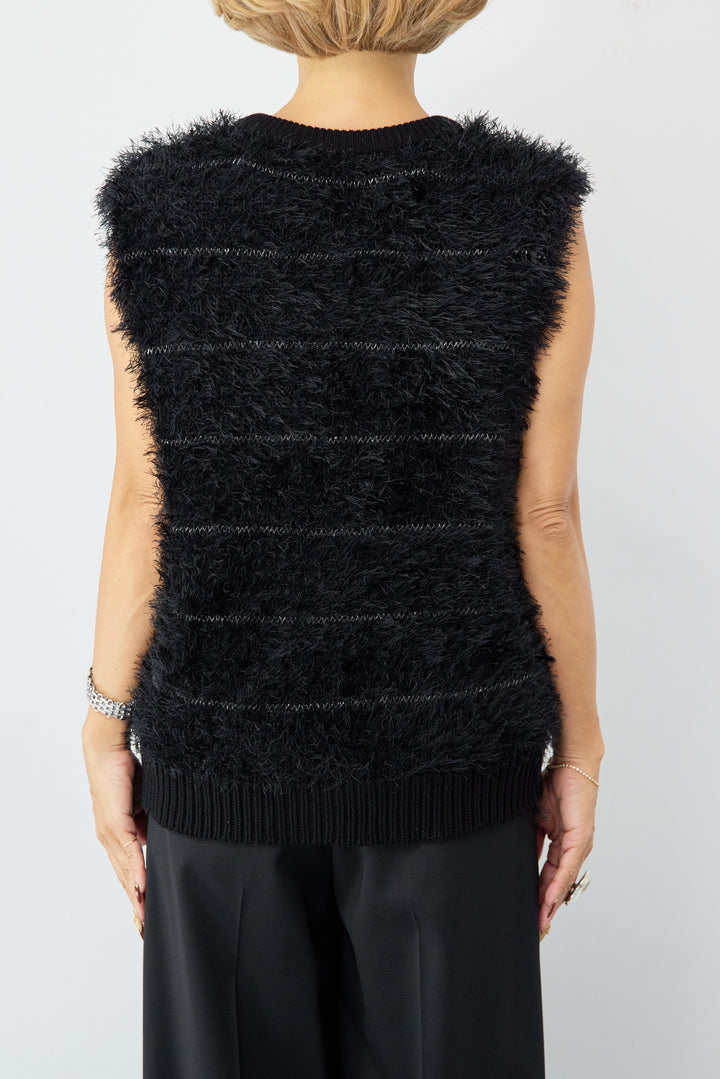 シャギーVネックニットベスト