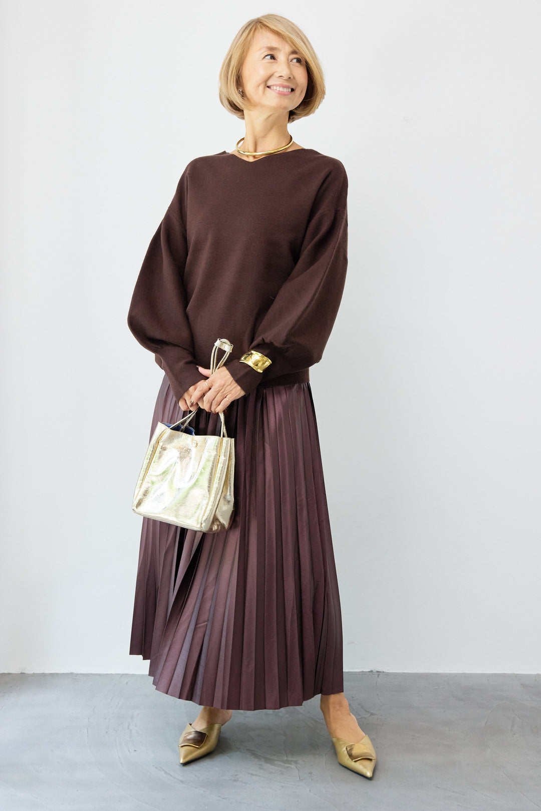 レザージョーゼットプリーツスカート