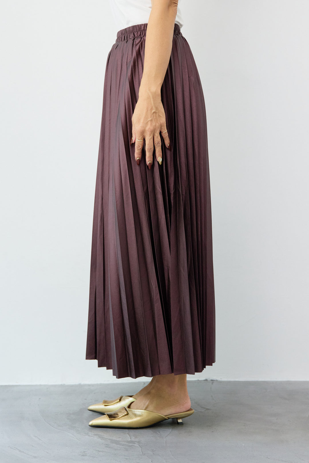 レザージョーゼットプリーツスカート