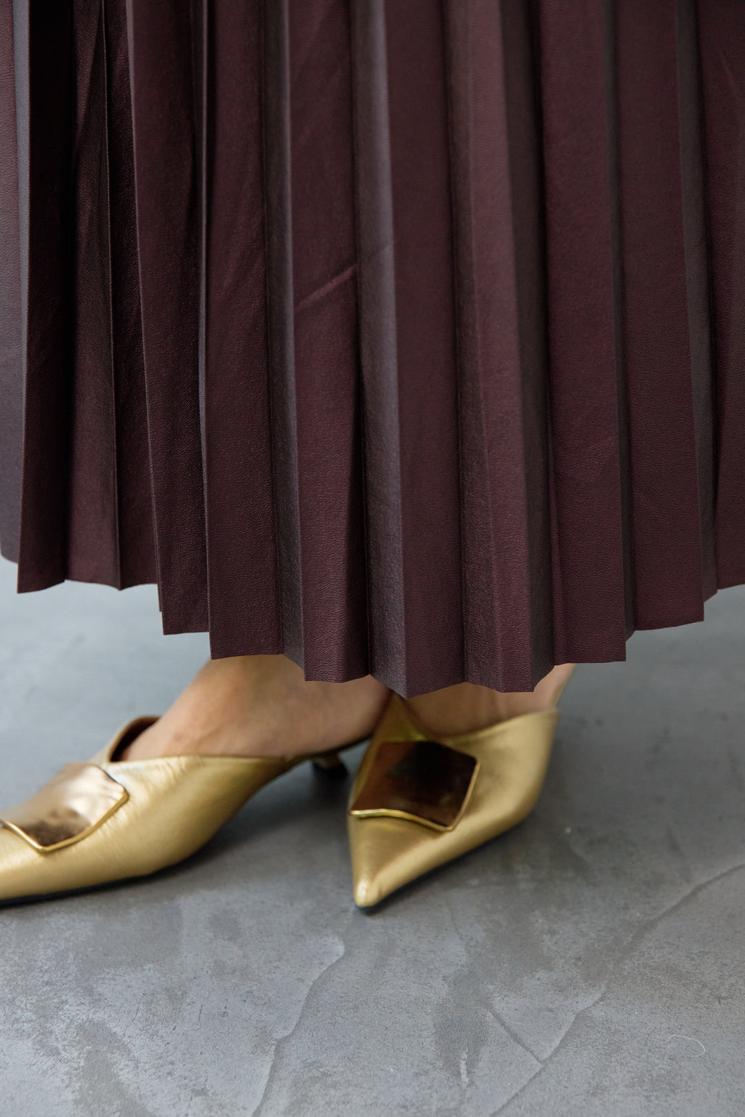 レザージョーゼットプリーツスカート