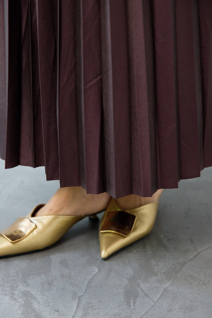 レザージョーゼットプリーツスカート