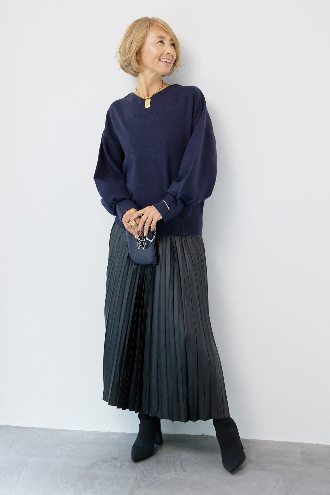 レザージョーゼットプリーツスカート