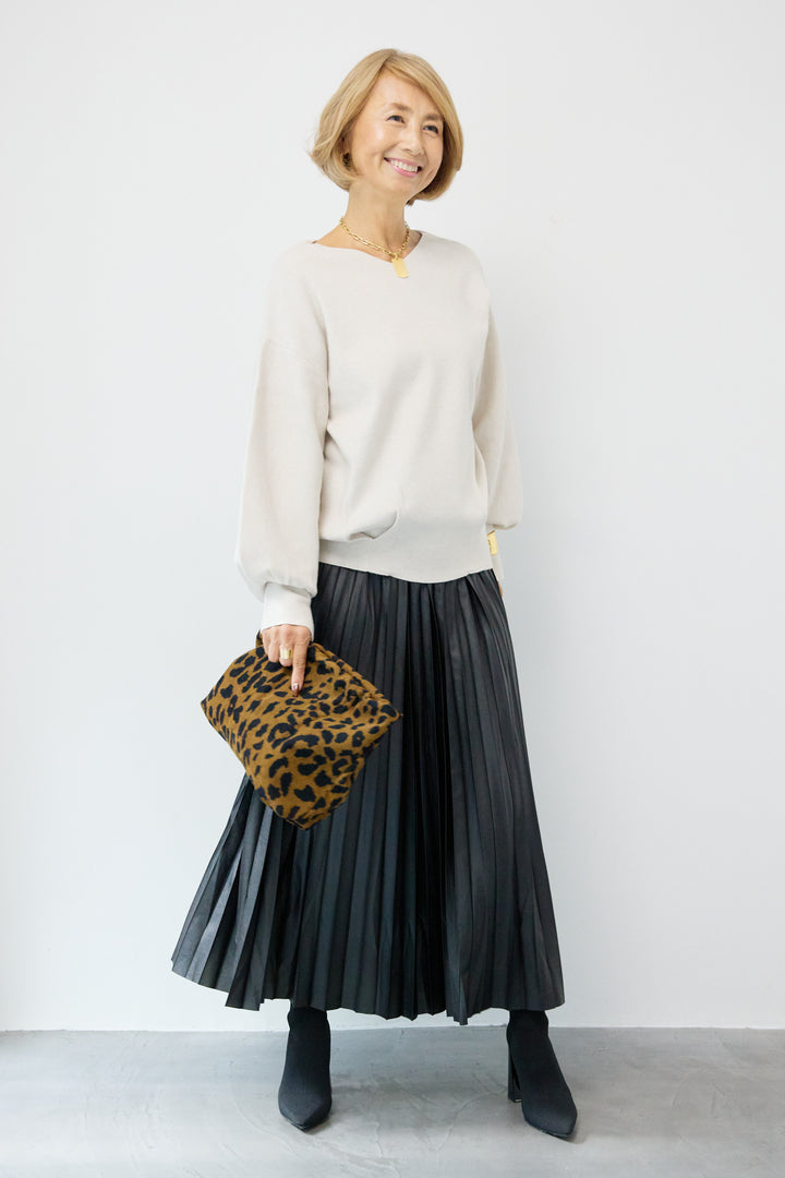 レザージョーゼットプリーツスカート