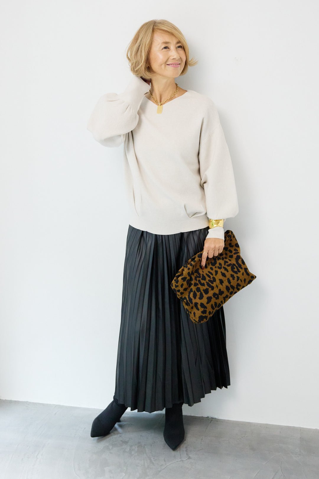 レザージョーゼットプリーツスカート