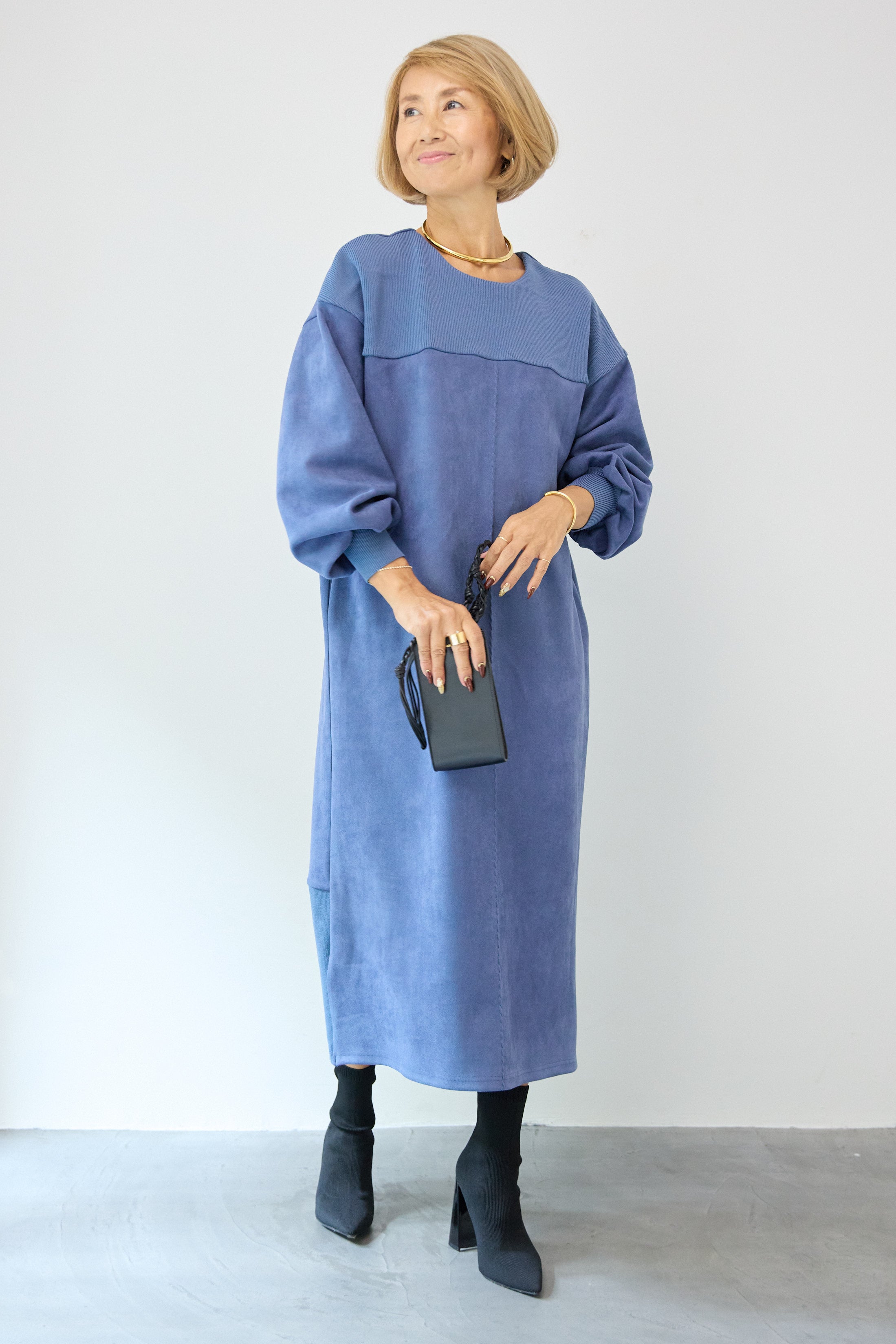 スエード×リブニット2WAYワンピース – plusotoha