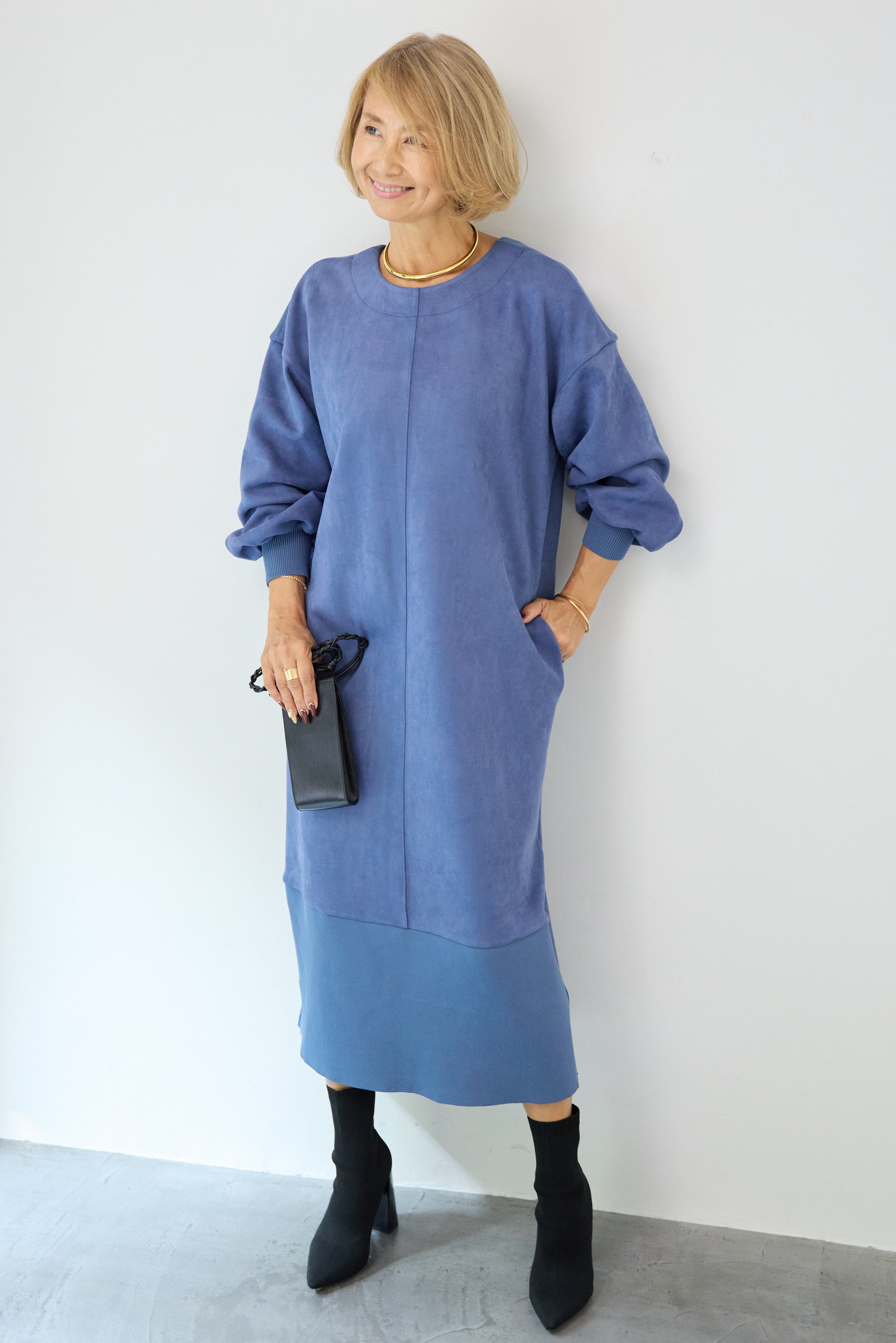 スエード×リブニット2WAYワンピース – plusotoha