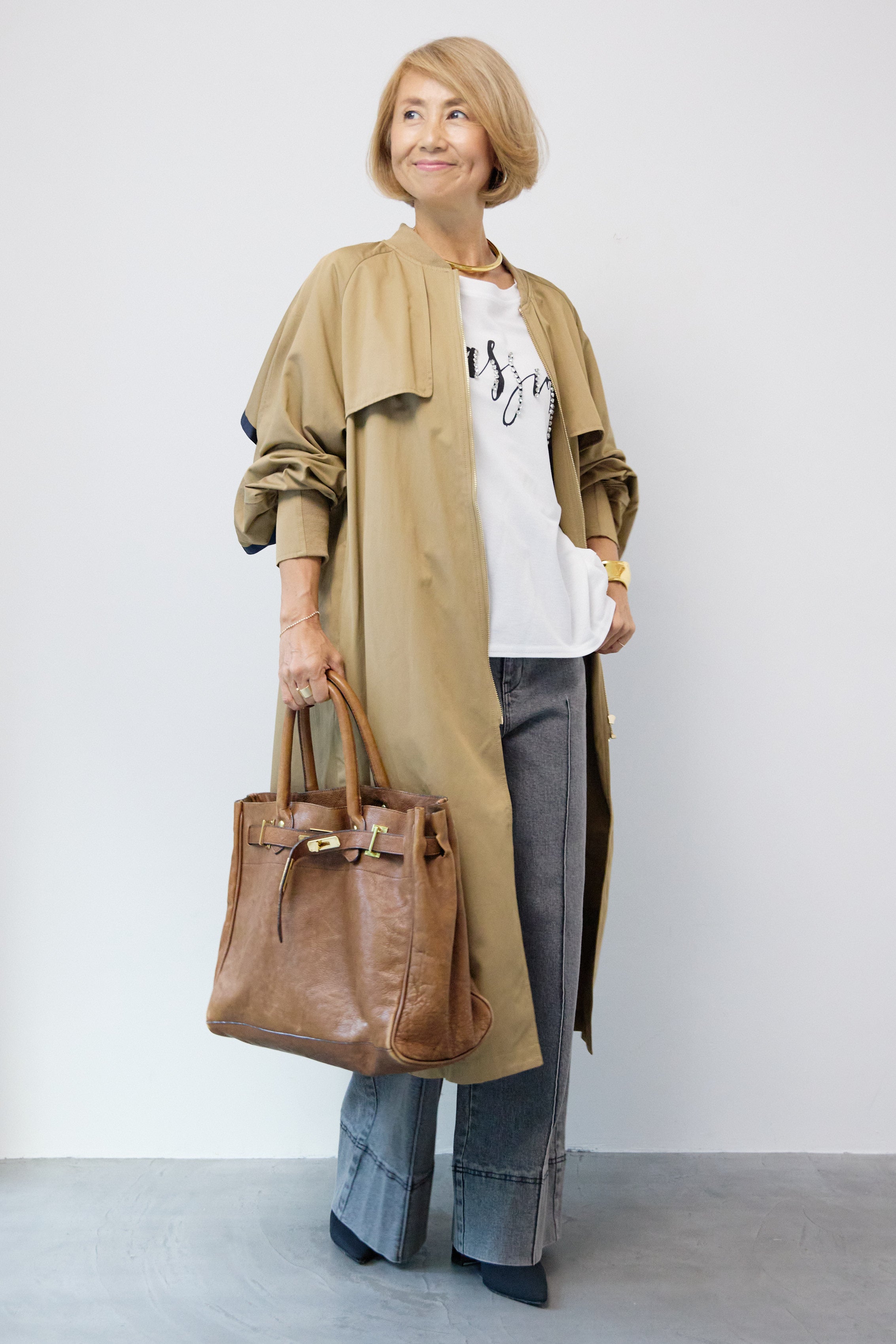 PLUS OTOHA バックラッフルデザインロングブルゾン バックラッフルデザインロングブルゾン – plusotoha