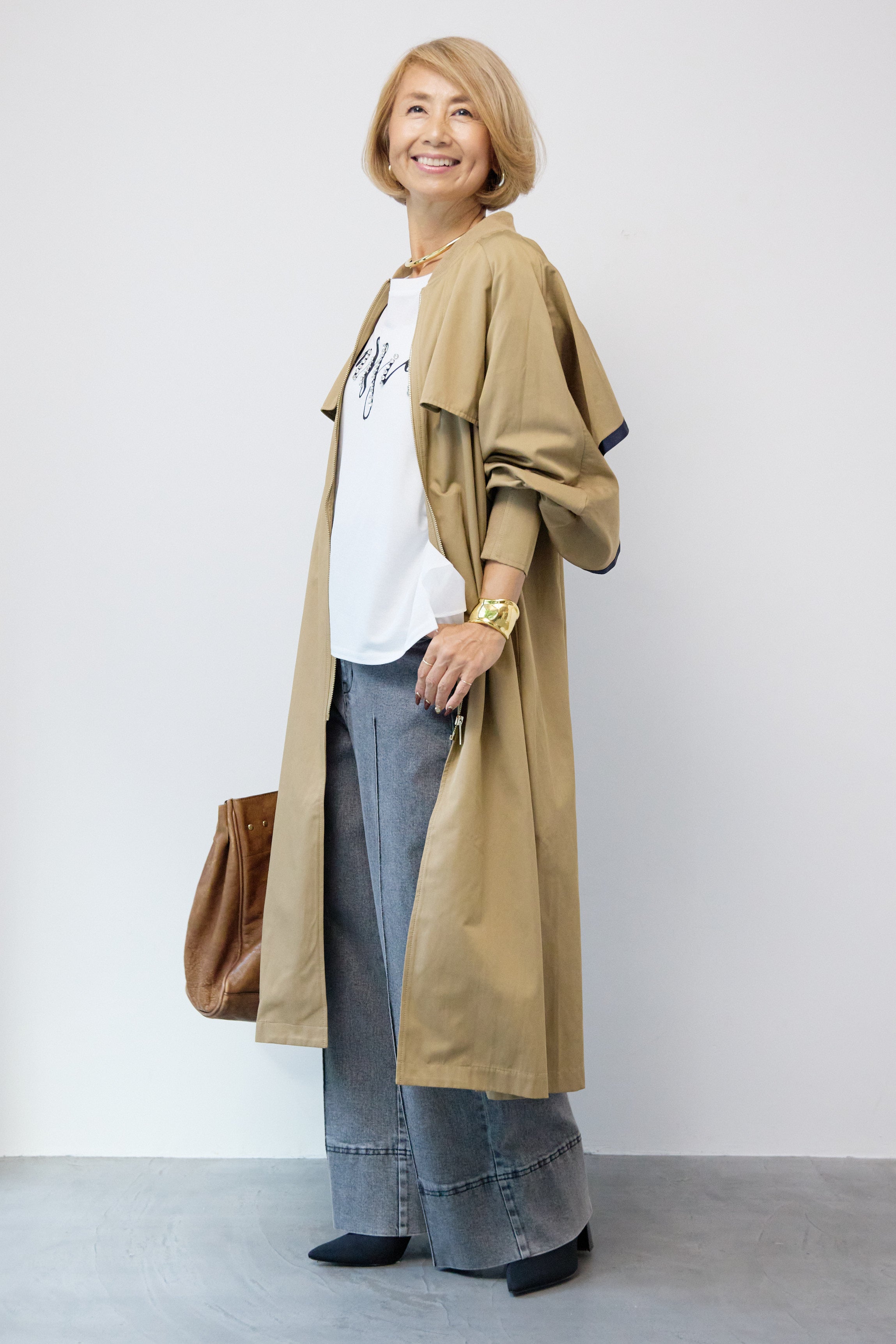 PLUS OTOHA バックラッフルデザインロングブルゾン バックラッフルデザインロングブルゾン – plusotoha