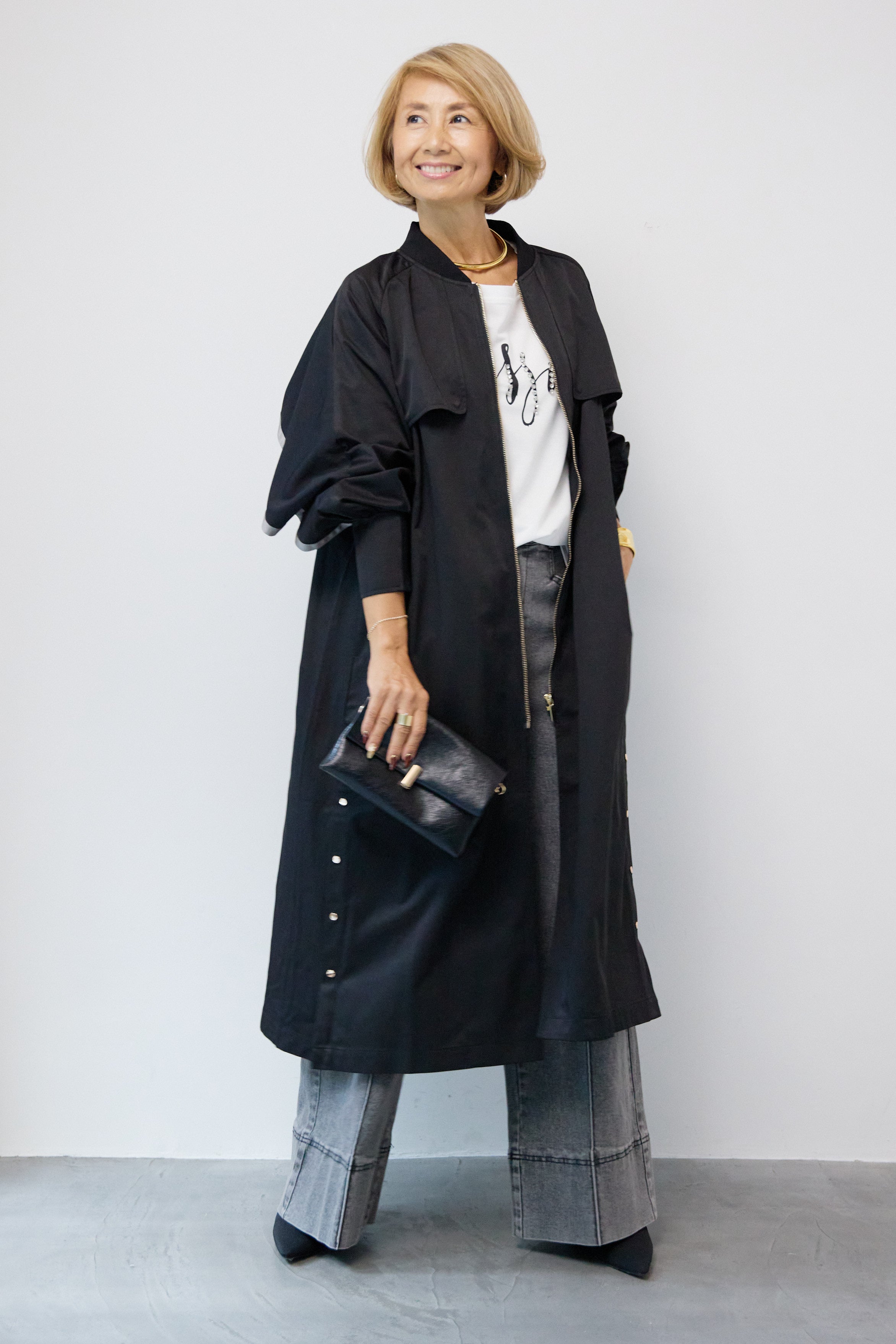 バックラッフルデザインロングブルゾン – plusotoha