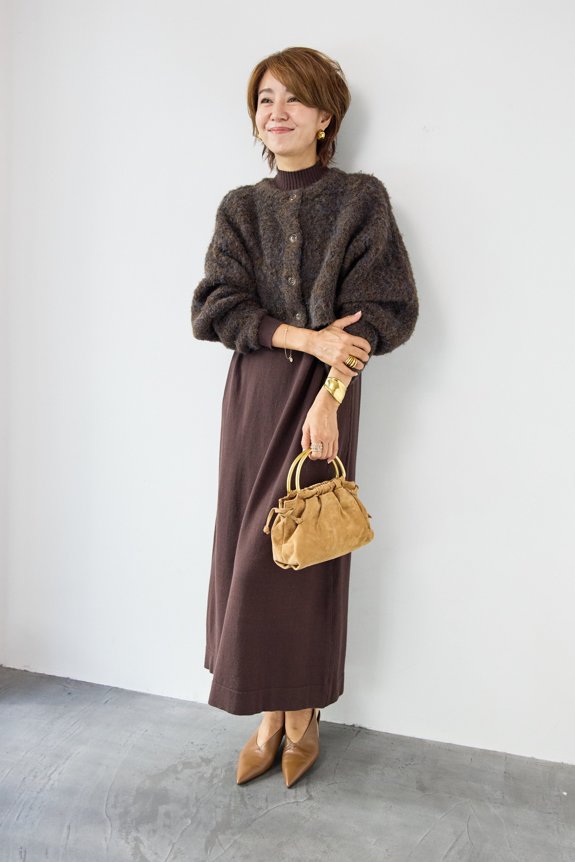 シャギーニットカーディガン＋ニットワンピース – plusotoha