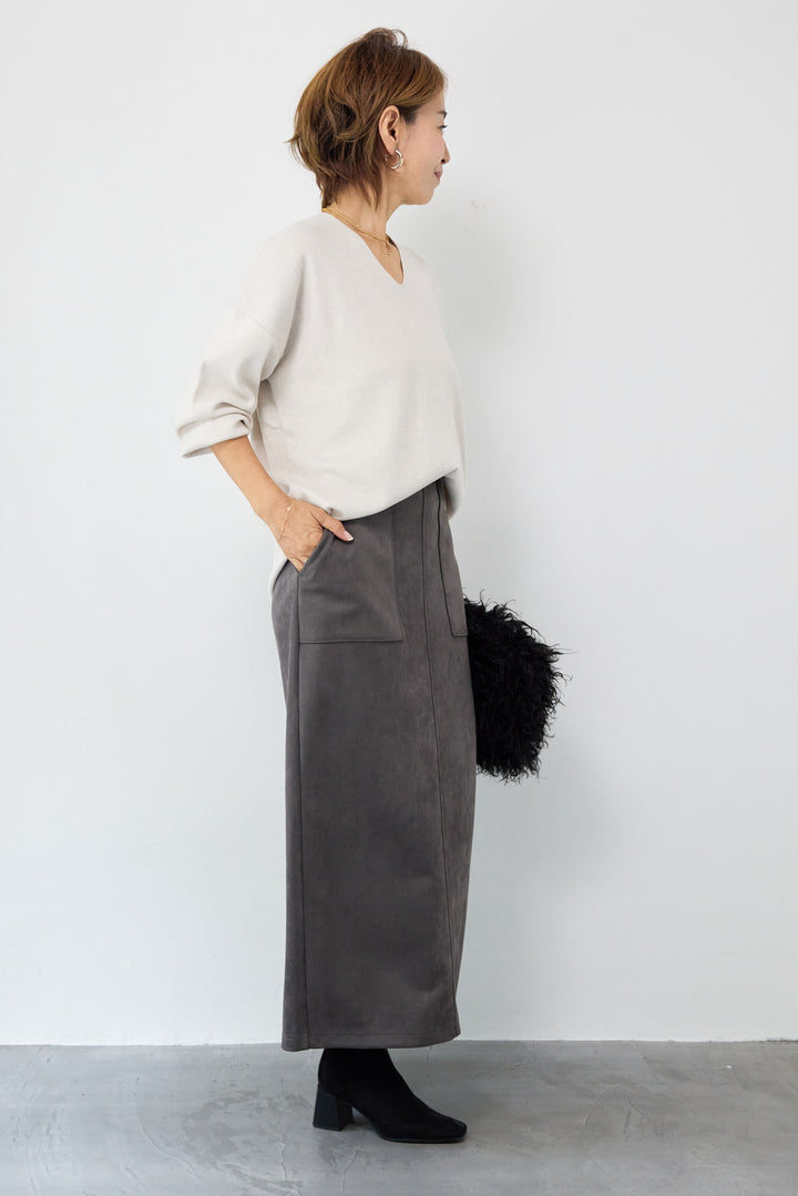 【防静電気】Vネックドルマンやわもちニット