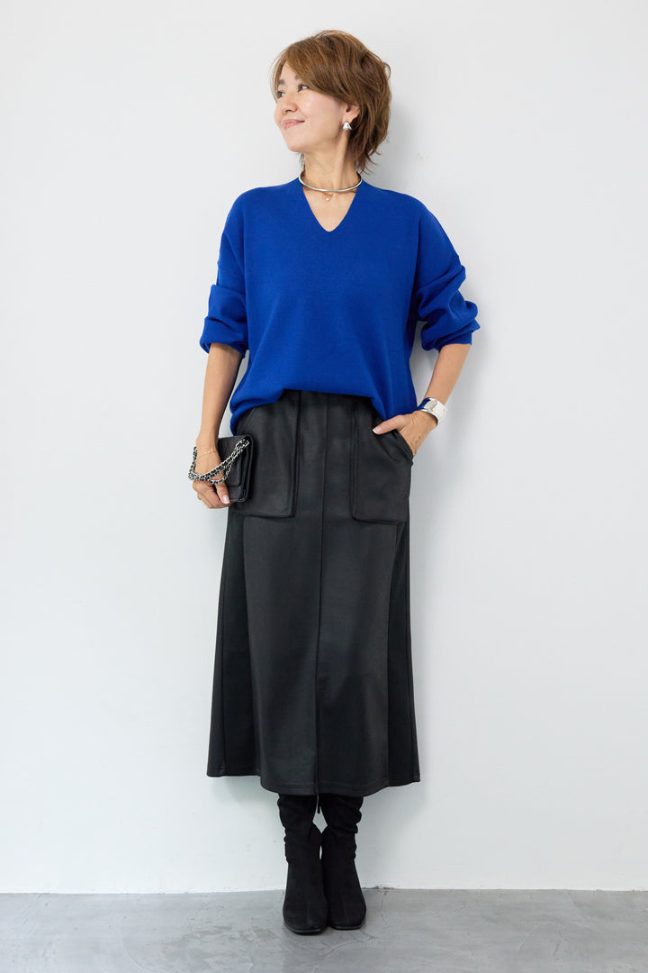 【防静電気】Vネックドルマンやわもちニット