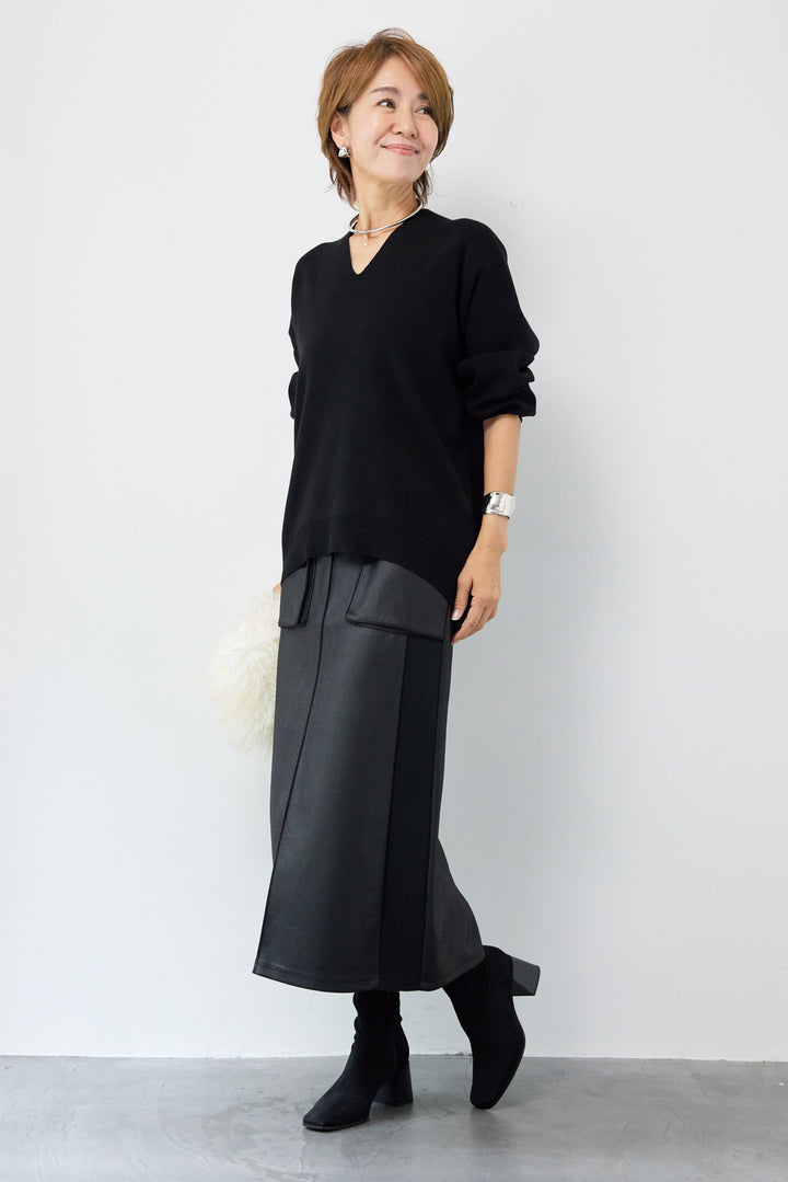 【防静電気】Vネックドルマンやわもちニット