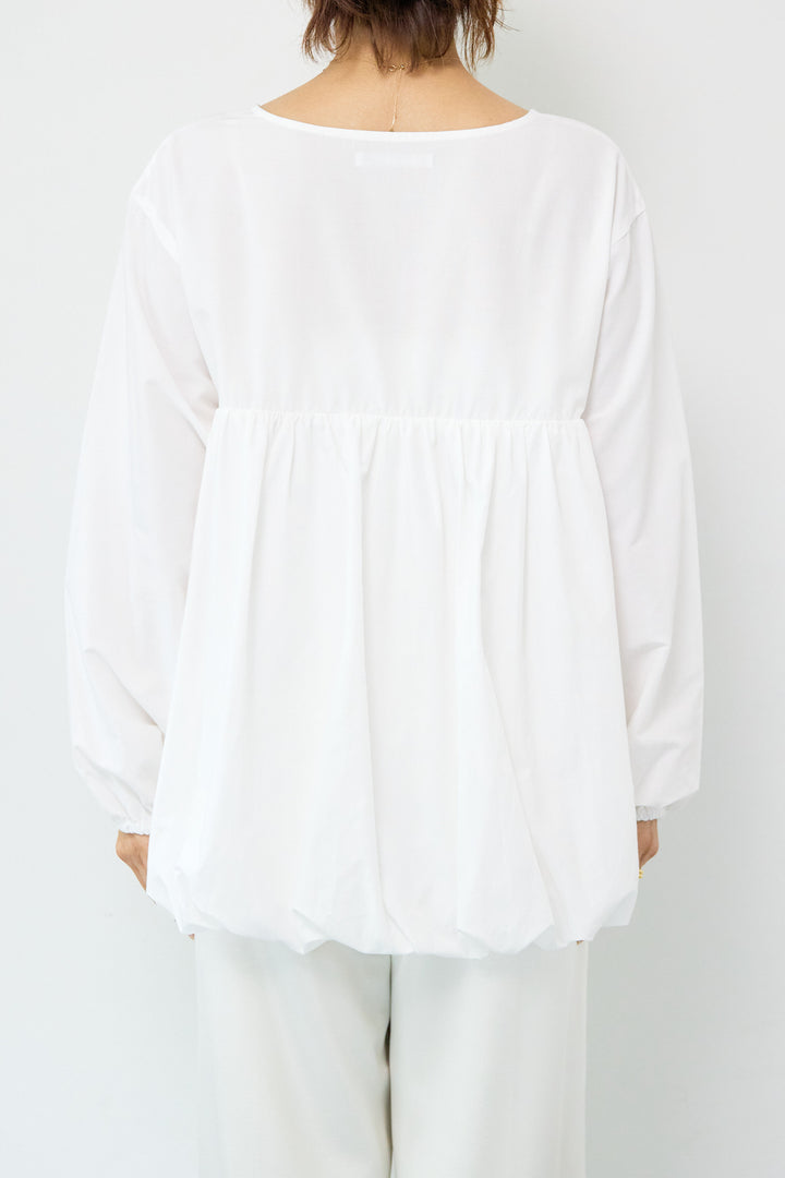 切替バルーンVネックブラウス