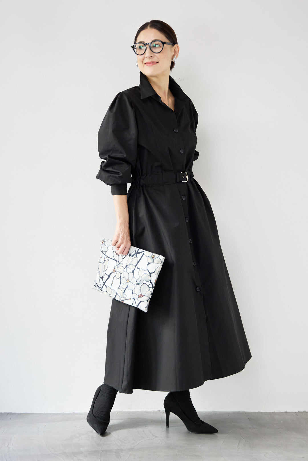 ウエストベルトマークシャツワンピースコート