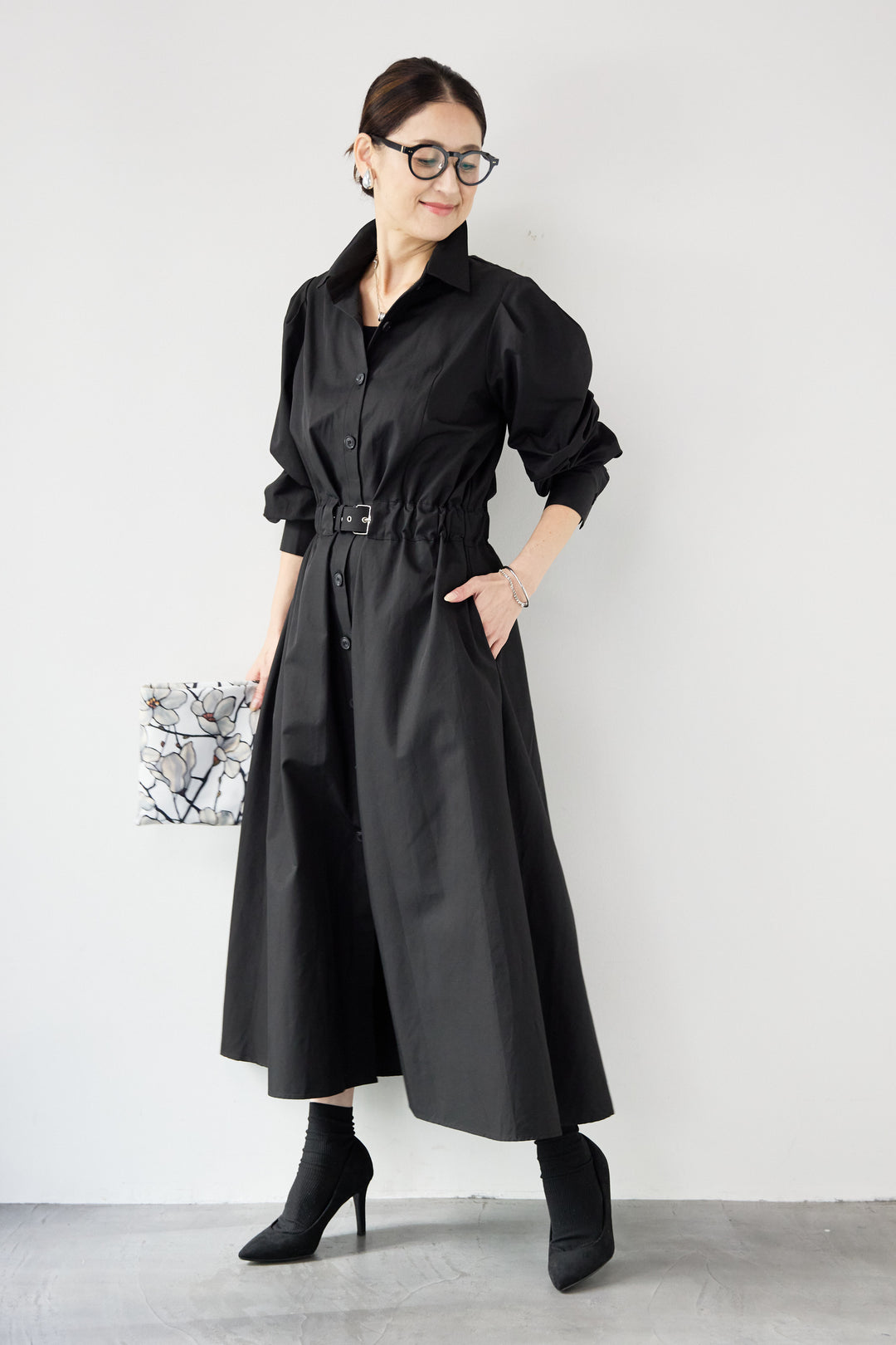 ウエストベルトマークシャツワンピースコート