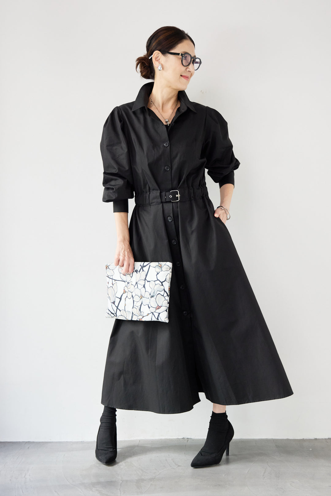 ウエストベルトマークシャツワンピースコート